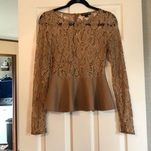 Long sleeved lace peplum top